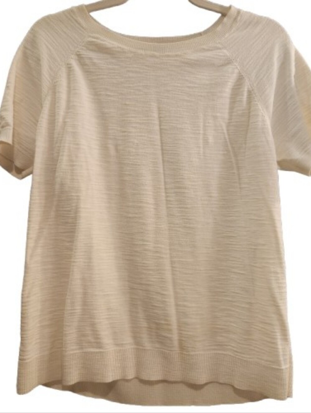 LOFT Textured Knit T-Shirt, Cream, Size Large